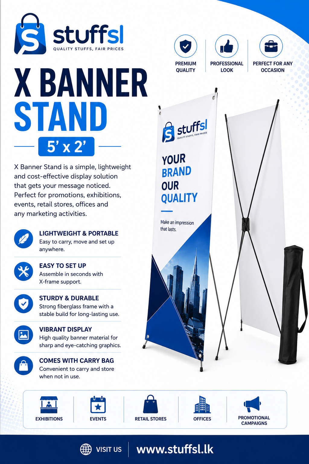 X stand banner Flex Standee Display Stand 2x5 feet for Marketing Promotions Flex Standee X Display Stand without Pana Flex